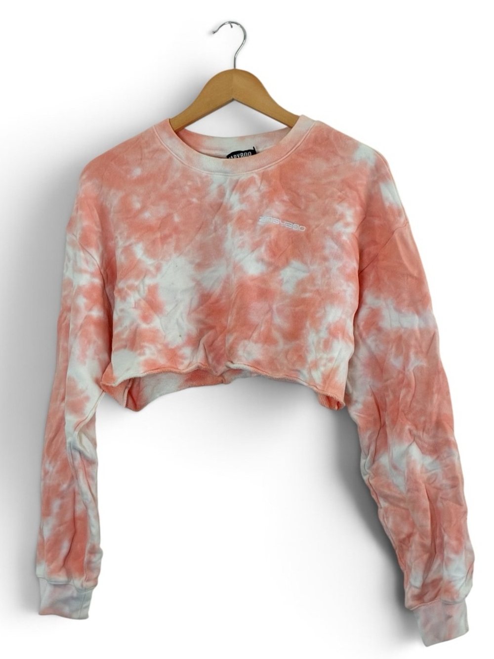 Babyboo | Tie Dye colorblock crewneck cropped raw hem sweatshirt size small